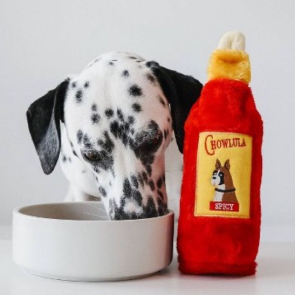 Zippy Paws Red Yellow Crusherz Chowlula Hot Sauce Plush Crinkle Dog Toy